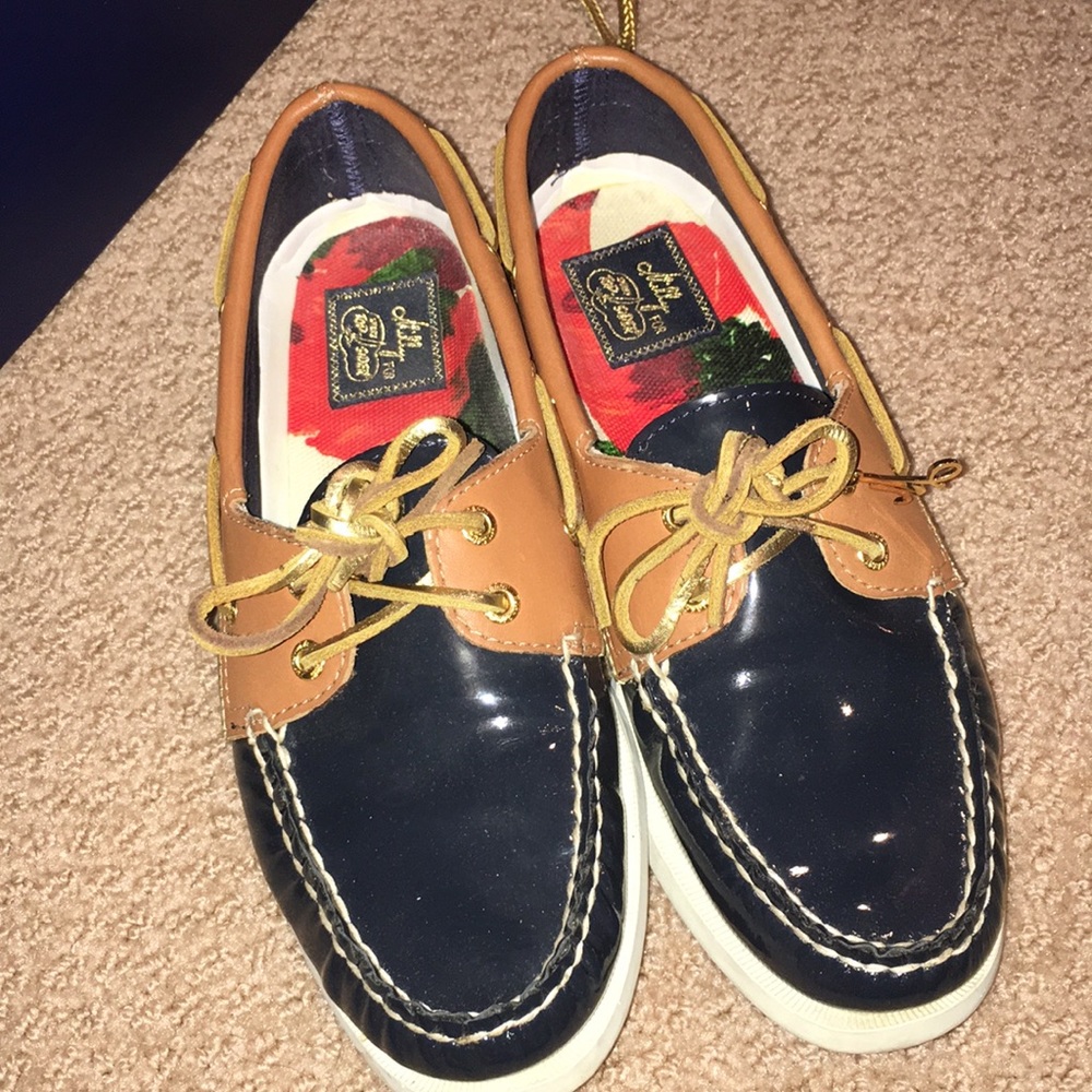 NWT Sperry Navy Pat/Cognac  Shoes